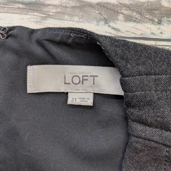 Tall: Loft charcoal grey v-neck sheath dress, 2T - Picture 2 of 13